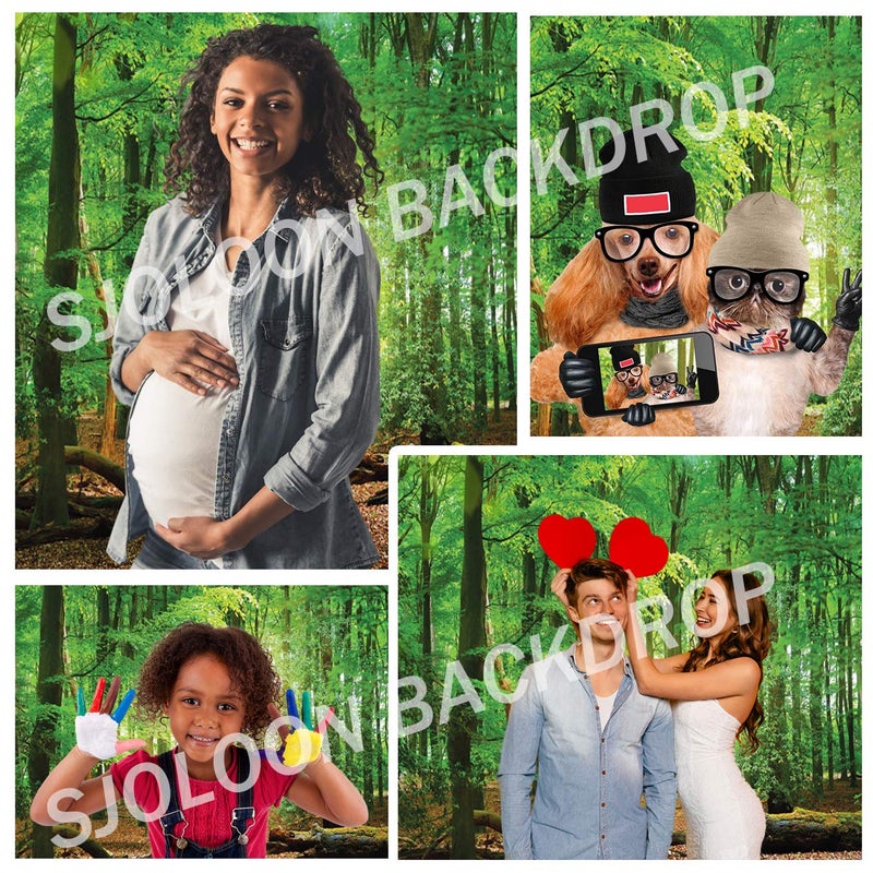 SJOLOON 10X10ft Spring Green Forest Thin Vinyl Photo Backdrops Camping Themed Baby Shower Photography Background Studio Props 10516 - Image 2